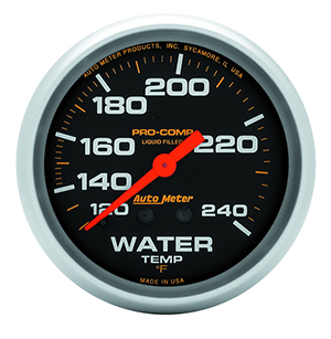 AutoMeter 5433 Pro-Comp 2-5/8" Water Temperature Gauge, 120-240 F, Liquid Filled Mechanical