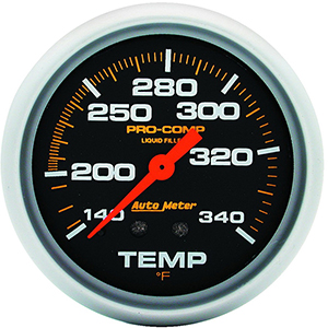 AutoMeter 5435 Pro-Comp 2-5/8" Liquid Filled Temperature Gauge, 140-340 F Mechanical