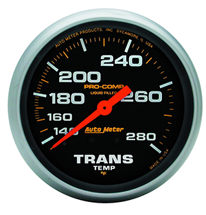 AutoMeter 5451 Pro-Comp 2-5/8" Transmission Temperature Gauge, 140-280 F, Liquid Filled Mechanical