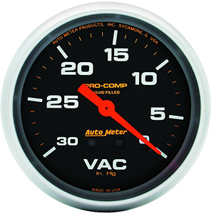 AutoMeter 5484 Pro-Comp 2-5/8" Vacuum Gauge, 0-30 HG, Liquid Filled Mechanical