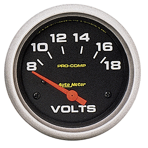 AutoMeter 5492 Pro-Comp 2-5/8" Voltmeter Gauge, 8-18V Electrical