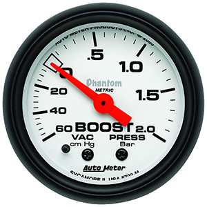 AutoMeter 5703-M Phantom 2-1/16" Boost/Vacuum Gauge, 60 CM/HG-2.0 Bar Mechanical