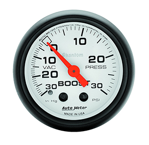 AutoMeter 5703 Phantom 2-1/16" Boost/Vacuum Gauge, 30 HG / 30 PSI Mechanical
