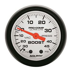 AutoMeter 5708 Phantom 2-1/16" Boost/Vacuum Gauge, 30 HG / 45 PSI Mechanical