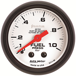 AutoMeter 5711-M Phantom 2-1/16" Fuel Pressure Gauge, 0-1.0 Bar Mechanical