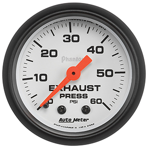 AutoMeter 5725 Phantom 2-1/16" Exhaust Pressure Gauge, 0-60 PSI Mechanical