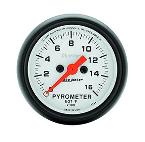 AutoMeter 5744 Phantom 2-1/16" Pyrometer Gauge, 0-1600 F Electrical