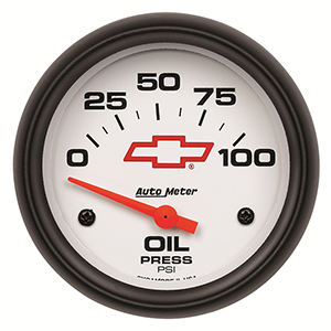 AutoMeter 5827-00406 GM White 2-5/8" Air-Core Oil Pressure Gauge, 0-100 PSI Electric