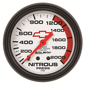 AutoMeter 5828-00406 GM White 2-5/8" Nitrous Pressure Gauge, 0-2000 PSI Mechanical