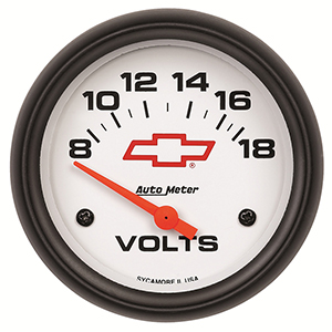 AutoMeter 5891-00406 GM White 2-5/8" Air-Core Voltmeter Gauge, 8-18V Electric