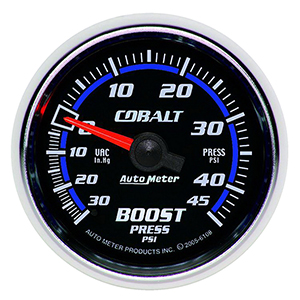 AutoMeter 6108 Cobalt Mechanical 2-1/16" Boost/Vacuum Gauge, 30in HG/45 PSI