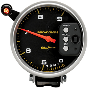 AutoMeter 6852 Pro-Comp 5" Pedestal Dual Range Tachometer with Quick Lite & Peak Memory, 0-9000  RPM Electrical