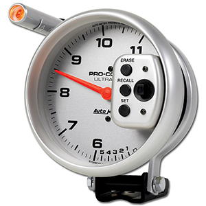 AutoMeter 6855 Ultra-Lite 5" Pedestal Dual Range Tachometer Gauge with Quick Lite & Peak Memory, 0-11,000  RPM Electrical