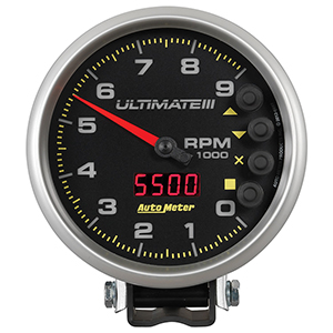 AutoMeter 6887 Ultimate 5" Air-Core Pedestal Tachometer Gauge, 0-9000  RPM, Black Electric