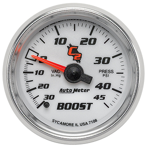 AutoMeter 7108 C2 2-1/16" Boost/Vacuum Gauge, 30in HG / 45 PSI Mechanical