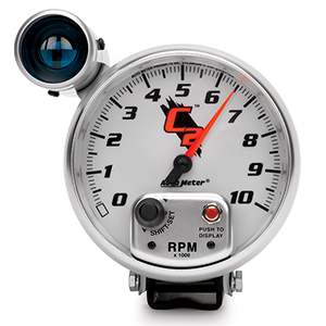 AutoMeter 7299 C2 5" Air-Core Pedestal Tachometer Gauge with Shift Light, 0-10,000  RPM Electrical
