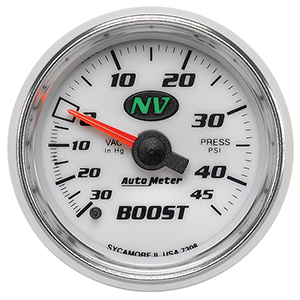 AutoMeter 7308 NV 2-1/16" Boost/Vacuum Gauge, 30in HG / 45 PSI Mechanical