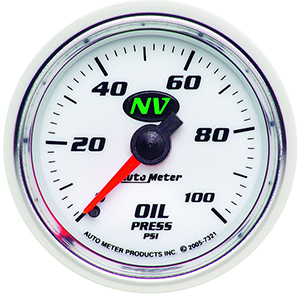 AutoMeter 7321 NV 2-1/16" Oil Pressure Gauge, 0-100 PSI Mechanical