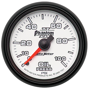 AutoMeter 7521 Phantom II 2-1/16" Oil Pressure Gauge, 0-100 PSI Mechanical