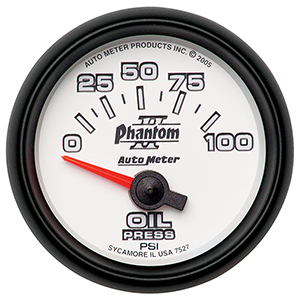 AutoMeter 7527 Phantom II 2-1/16" Oil Pressure Gauge, 0-100 PSI Electrical