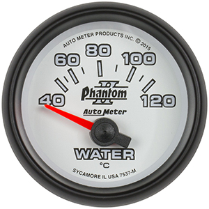 AutoMeter 7537-M Phantom II 2-1/16" Water Temperature Gauge, 40-120 C Electrical