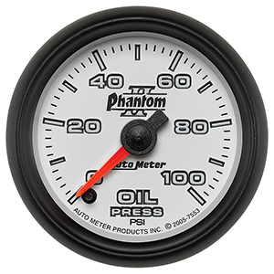 AutoMeter 7553 Phantom II 2-1/16" Oil Pressure Gauge, 0-100 PSI Electrical