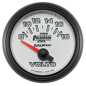 AutoMeter 7592 Phantom II 2-1/16" Voltmeter Gauge, 8-18V Electrical
