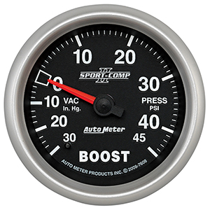AutoMeter 7608 Sport-Comp II Mechanical 2-5/8" Boost / Vacuum Gauge, 30 HG/45 PSI