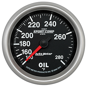AutoMeter 7641 Sport-Comp II Mechanical 2-5/8" Oil Temperature Gauge, 140-280 F
