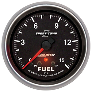 AutoMeter 7661 Sport-Comp II Electrical 2-5/8" Fuel Pressure Gauge, 0-15 PSI