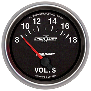 AutoMeter 7691 Sport-Comp II Electrical 2-5/8" Voltmeter Gauge, 8-18V