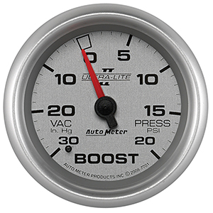 AutoMeter 7701 Ultra-Lite II 2-5/8" Boost/Vacuum Gauge, 30 HG / 20 PSI  Mechanical