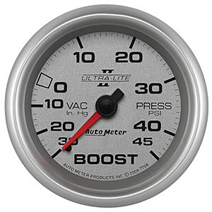 AutoMeter 7708 Ultra-Lite II 2-5/8" Boost/Vacuum Gauge, 30 HG / 45 PSI  Mechanical