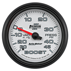 AutoMeter 7808 Phantom II 2-5/8" Boost/Vacuum Gauge, 30 HG / 45 PSI Mechanical