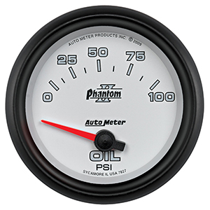 AutoMeter 7827 Phantom II 2-5/8" Oil Pressure Gauge, 0-100 PSI Electrical