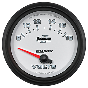 AutoMeter 7891 Phantom II 2-5/8" Voltmeter Gauge, 8-18V Electrical