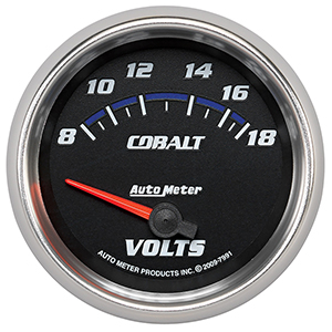 AutoMeter 7991 Cobalt Electric 2-5/8" Air-Core Voltmeter Gauge, 8-18V