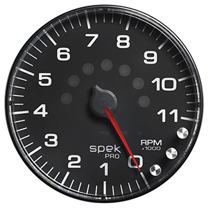 AutoMeter P239328 Spek-Pro 5" In-Dash Tachometer Gauge, 0-11,000  RPM, Black/Black Electrical