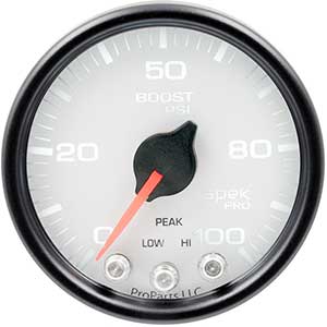 AutoMeter P30512 Spek-Pro 2-1/16" Boost Gauge, 0-100 PSI, White/Black Electrical