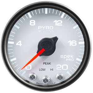 AutoMeter P31012 Spek-Pro 2-1/16" Pyrometer Gauge, 0-2000 F, White/Black Electrical