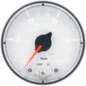 AutoMeter P315128 Spek-Pro 2-1/16" Fuel Pressure Gauge, 0-15 PSI, White/Black Electrical