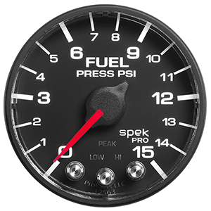 AutoMeter P315328 Spek-Pro 2-1/16" Fuel Pressure Gauge, 0-15 PSI, Black/Black Electrical