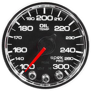 AutoMeter P32231 Spek-Pro 2-1/16" Oil Temperature Gauge, 100-300 F, Black/Chrome Electrical