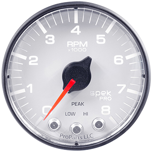 AutoMeter P334128 Spek-Pro 2-1/16" In-Dash Tachometer Gauge, 0-8,000  RPM, White/Black Electrical