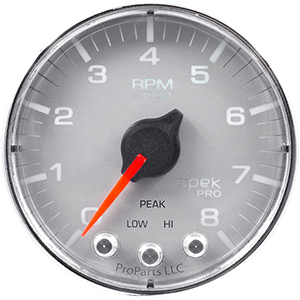AutoMeter P334218 Spek-Pro 2-1/16" In-Dash Tachometer Gauge, 0-8,000  RPM, Silver/Chrome Electrical