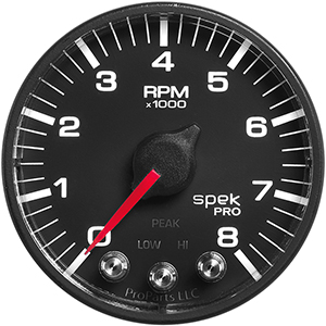 AutoMeter P334328 Spek-Pro 2-1/16" In-Dash Tachometer Gauge, 0-8,000  RPM, Black/Black Electrical