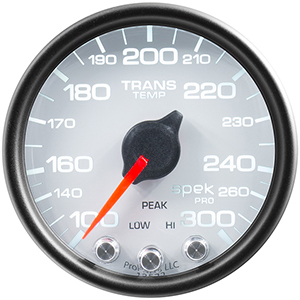 AutoMeter P34212 Spek-Pro 2-1/16" Transmission Temperature Gauge, 100-300 F, White/Black Electrical