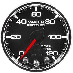 AutoMeter P34531 Spek-Pro 2-1/16" Water Pressure Gauge, 0-120 PSI, Black/Chrome Electrical