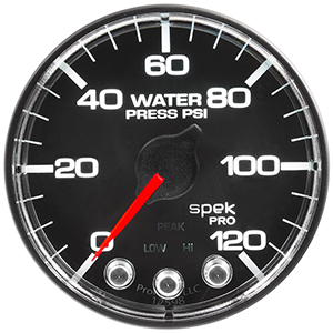 AutoMeter P345318 Spek-Pro 2-1/16" Water Pressure Gauge, 0-120 PSI, Black/Chrome Electrical