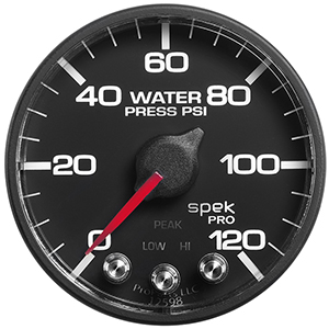 AutoMeter P345328 Spek-Pro 2-1/16" Water Pressure Gauge, 0-120 PSI, Black/Black Electrical